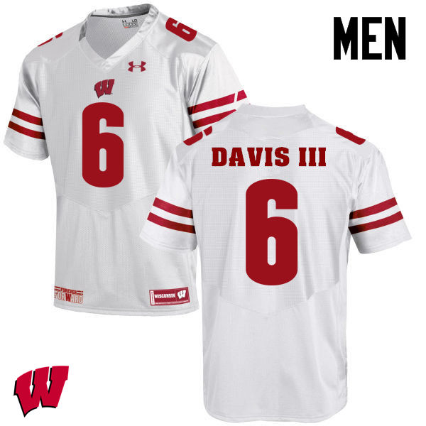 Men Winsconsin Badgers #6 Danny Davis III College Football Jerseys-White
